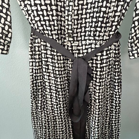 Banana Republic brown and cream pleated belted collared dress silk blend size 6 - Picture 6 of 13